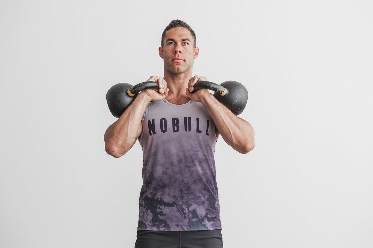 Nobull Dip-Dye Men's Tank Tops Purple | Australia (OP2617)